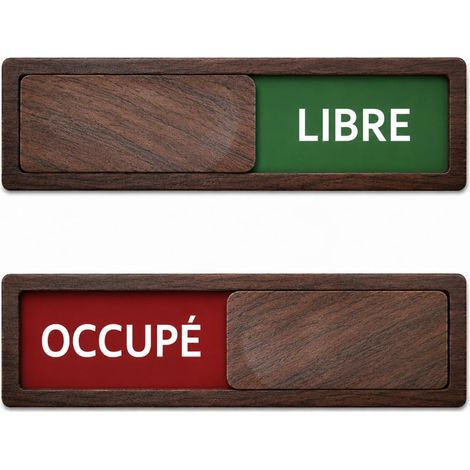 Panneau Ouvert Fermé, Decoration Bureau de Travail en Noyer, Libre Occupé (1/5)