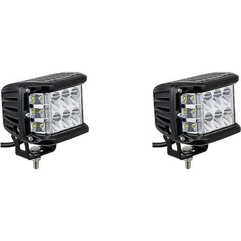 2X Auto Triple Éclairage latéral Projecteur de travail Plafonnier Lumière clignotante à rafale Phare Projecteur Lumière stroboscopique B()