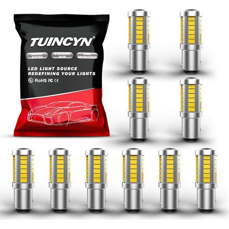 1157 BAY15D Ampoule LED Blanche Ampoule de Frein Super Brillante 8000K 5630 33SMD 1016 1034 7528 2057 Feux arrière Clignotants Feu de recul Feu de recul arrière 12V (Paquet de 10)