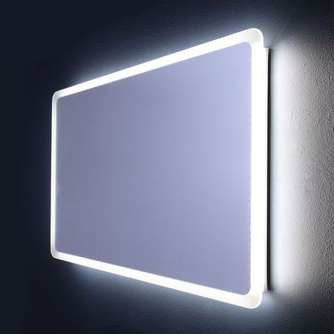 Kiamami Valentina – Miroir lumineux de salle de bain 60 x 120 cm – Éclairage LED 4200K – Cadre de 22 mm – Installation directe avec transformateur (1/5)