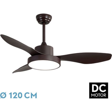 TODOLAMPARA - Ventilatore de ventilatore da soffitto con luce LED 40W modello HAYATE Brown, 3 tonalità de luce con memoria, 3 pale, 3 velocità, telecomando, timer, dimensione media