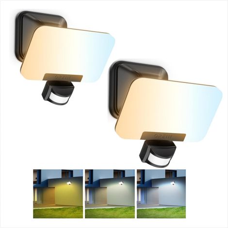 2800LM Outdoor LED Motion Detector Floodlight, 3 Working Modes 24 W, IP65 Waterproof, Warm White 2700 K-Natural White 4000 K-Cool White 6500 K, Security Light for Garden, Pack of 2 (1/5)
