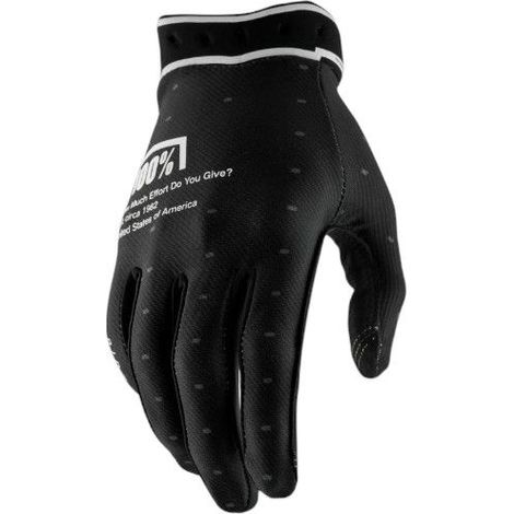 Gants noirs 100 % Cross/Enduro RideFit, taille L