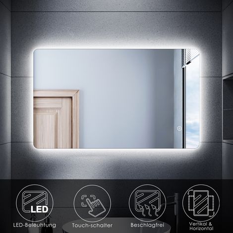 SONNI LED Spiegelschrank Badezimmerspiegel wandschrank Badschrank 100x60cm mit automatischem Anti-Beschlag kaltweiß licht Touch Energiesparender IP44 (1/5)