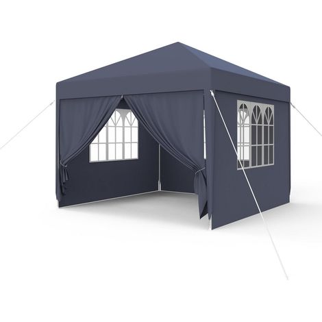 Pavillon de jardin 3x3m avec panneaux latéraux et fenêtres, anthracite (1/5)