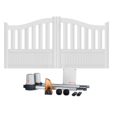 Portail battant électrique PVC blanc avec moteur Sentinel H 146 x L 350 BREST GALBÉ (1/5)
