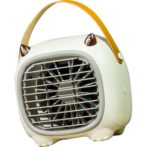USB-Tischventilator mit Sprühfunktion, 3 Geschwindigkeitsstufen, ergonomischem Griff, kindgerechtem Design, einfacher Bedienung, ideal für Zuhause, Büro und Schule, Weiß (1/5)