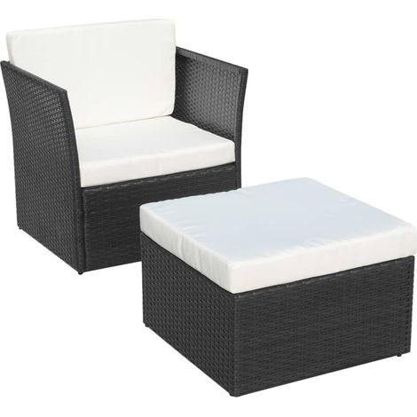 Chaise de jardin,Chaise d'extérieur avec tabouret Noir Résine tressée CFW2957048 (1/5)
