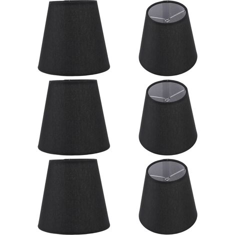Abat-jour en tissu noir moderne, lot de 6, pour lampes sur pied, de table, suspension et appliques avec douille à bougie. (1/5)