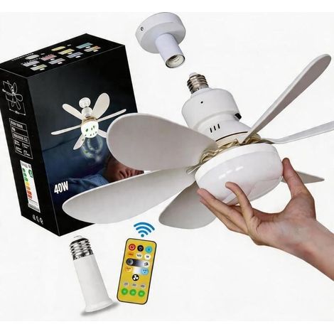 Ventilateur de Plafond avec Éclairage LED Silencieux 40W Télécommande E26 E27 Blanc Chambre Salon Salle à Manger Bureau Garage (1/5)