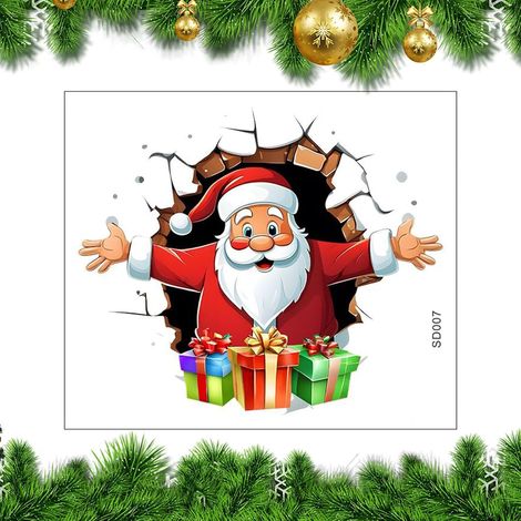 Autocollants Pour Toilettes Sticker Humoristique Pour Couvercle De WC Père Noël Brisant Fournitures De Décoration De Noël Pour Toilettes Cuisine Maison Porte Pare-brise Hiver Vacances (1/5)