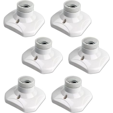 E27 Screw Ceiling Socket, E27 Garage Socket AC 220-240V LED Lamp Holder, E27 Ceiling Light Base, White Plastic Lamp Base for Wall Lamp, 6 Pack (1/5)