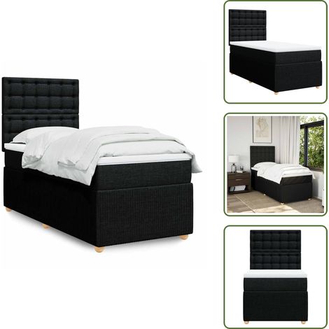 Boxspringbett mit Matratze Schwarz 100x200 cm Stoff - Boxspringbett - Boxspringbetten - Bett - Schlafzimmermöbel (1/5)