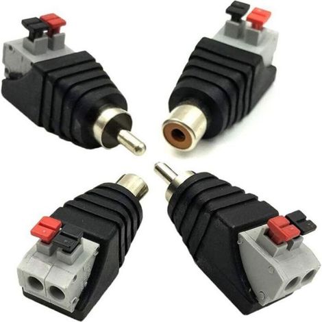 Adaptateur Rca - 2 Paires - Mâle Et Femelle Vers 2 Bornes À Vis - Connexion Pression Sans Soudure - Pour Systèmes Audio Vidéo Et Vidéosurveillance - 40 X 15 X 18 Mm (1/3)