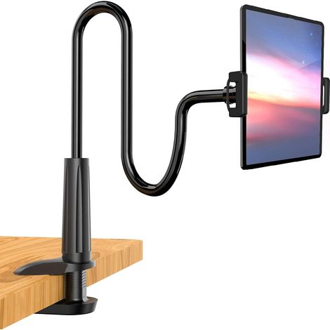 1 Support tablette, col de cygne, noir, universel, réglable, pour lit bureau cuisine, iPad iPhone Samsung (1/5)
