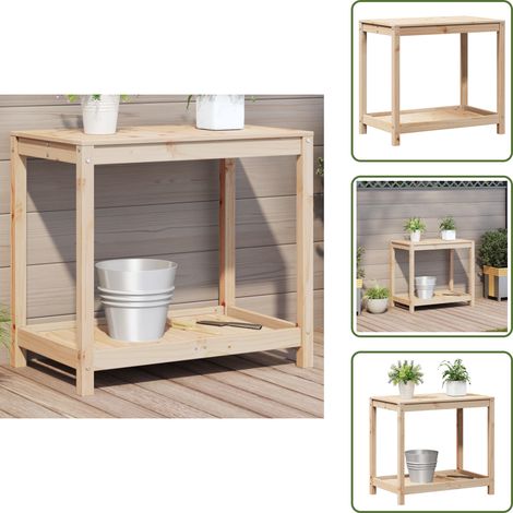 Table de rempotage avec étagère 82,5x50x75cm bois massif de pin - Table De Plantation - Meuble De Jardin - Support Plante - Étagère Extérieure - Jardinage (1/5)