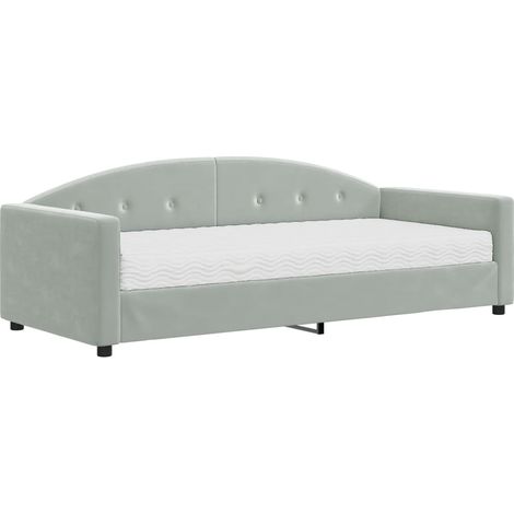 Maison Exclusive - Tagesbett mit Matratze Hellgrau 90x190 cm Samt