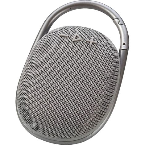 Enceinte Portable Sans Fil - Haut-Parleur Bluetooth 5.3 - Basses Renforcées - Éclairage LED Intégré - Mousqueton Intégré - 5 W - 500 mAh - 85 x 49 x 133 mm - Gris (1/5)
