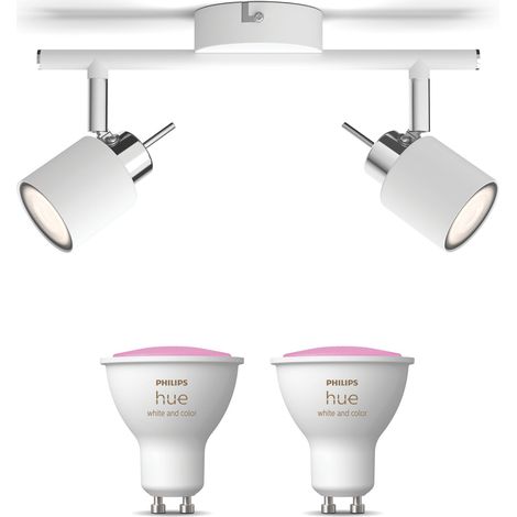 Philips Hue Meranti Aufbauspot mit 2 Lichtpunkten GU10 (Weiß) Weißes und Farbiges Licht - White and Color Ambiance (1/5)