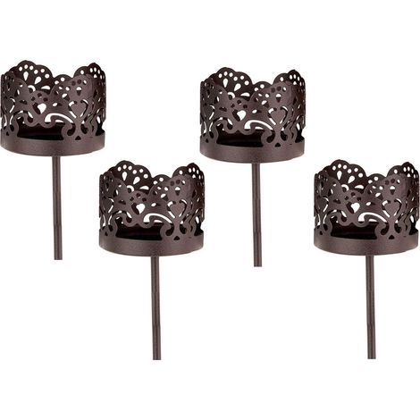 Kerzenpick für Teelicht 4er Set - dunkel braun - Teelicht Halter für Adventskranz