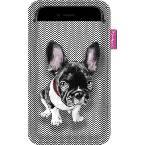 Funda para smartphone, diseño Chester - Fieltro ecológico, 105 x 175 mm, gris, estampado duradero, protección para el teléfono, lavable a 40 °C, Bertoni (1/4)