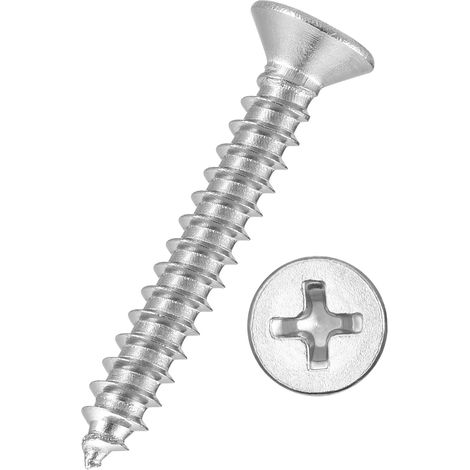 50pcs Vis À Bois À Tête Plate Phillips - [4x3/4"] Acier Inoxydable 316, Vis Auto-Taraudeuses À Tête Fraisée Pour Assemblage De Meubles, Garniture Intérieure, Argent (1/5)