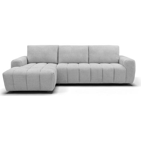 Canapé d'angle convertible ouverture express en tissu gris AGATHE - Angle gauche (1/5)
