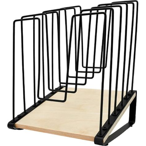 Organiseur de fichiers de bureau à 5 sections en métal avec base en bois pour bureau bien rangé - Compartiments verticaux - 27,4 x 20 x 29,6 cm (1/5)