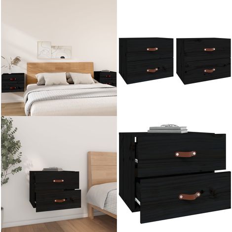 Tables de chevet murales 2 pcs Noir 50x36x40 cm - Table De Chevet Murale - Meuble De Rangement Mural - Étagère Murale - Commode Murale - Meubles De Chambre - Home & Living (1/5)