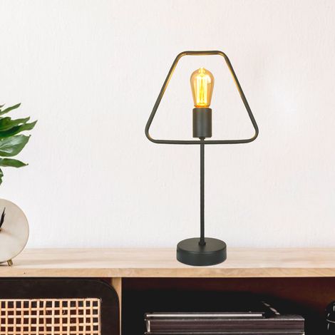 Lampe à poser déco style design industrielle en métal noir compatible LED E27 (1/3)