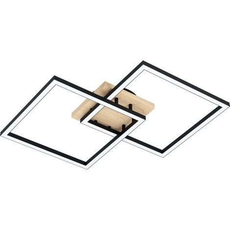 EGLO Lomaltas-Z Smart Ceiling Lamp – Black & Oak – 49.5x77 cm – Tunable White – Zigbee & Bluetooth