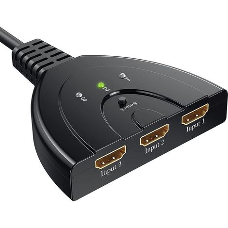 Répartiteur HDMI - 3 Entrées 1 Sortie - Aluminium - Compatible HDMI 2.0 - Jusqu'à 4K@30Hz - Pour Écrans TV PC Console Jeux - 1 Pièce (1/5)
