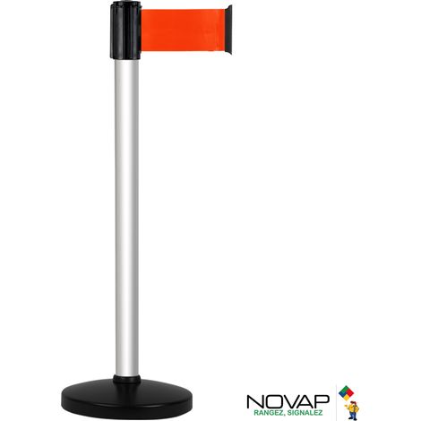 Poteau Alu Anodisé à sangle Orange fluo 3m x 100mm sur socle portable - 2700412 (1/3)