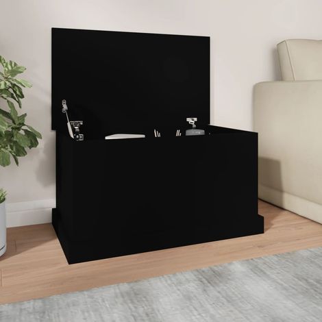 Boîte de rangement, Coffre de rangement noir 70x40x38 cm bois d'ingénierie LKF85203 (1/5)