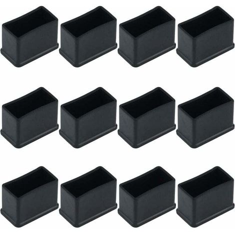 12 Stück rechteckige Gummifilz-Schutzkappen für Tisch- oder Stuhlbeine, schwarz, 15 x 30 mm,