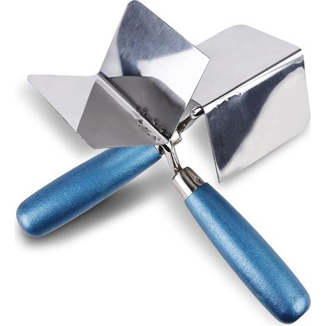 Lot de 2 truelles d'angle 80 x 60 mm, truelles d'angle intérieures et extérieures, acier inoxydable, pour plâtrage professionnel, travaux de cloisons sèches (1/5)