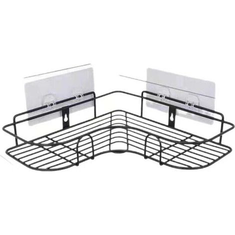 No Drilling Shower Corner Shelf, Black Bathroom Shelf, Stainless Steel Shower Soap Holder for Bathroom, Bathroom Accessories 8 Adhesive Stickers, Kitchen Storage, 36x26x6 MUMU (1/4)