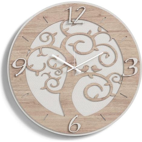 Orologio da parete D50 ALBERO DELLA VITA moderno in legno laminato TTE (1/3)