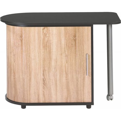 Bureau avec plateau pivotant et rangement noir et bois clair Kool 105cm (1/5)