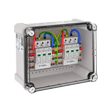 OBO Bettermann Caja de conexión del generador 2x2 String fotovoltaico a 2 MPP WR 1000V DC gris claro RAL 7035, 5088445