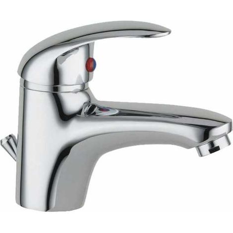 EURORAMA 570310KEF PRIMA Miscelatore Monocomando per Lavabo Ottone Cromato Attacchi M10x1 Scarico M1''1-4 Tubi Flessibili Inclusi colore Cromato