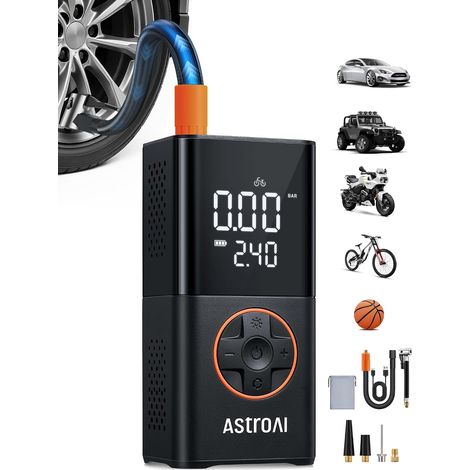 Gonfleur de pneu de voiture, compresseur d'air sans fil, batterie de vélo, 150 psi