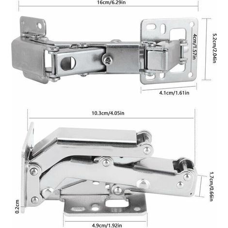Charnière hydraulique sans perçage, grand angle avec amortissement intégré – Lot de 4 pièces en acier inoxydable (1/3)