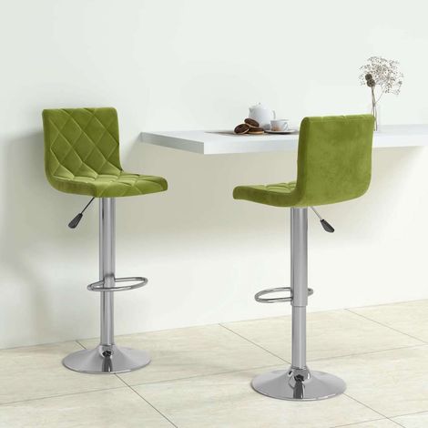 vidaXL Tabourets de bar lot de 2 vert clair velours (1/5)