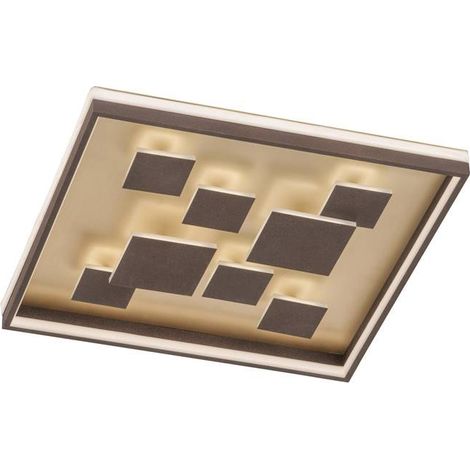 Wohnzimmerleuchte LED Deckenlampe Metall Braun Dimmbar Schlafzimmerlampe 53x53cm (1/5)