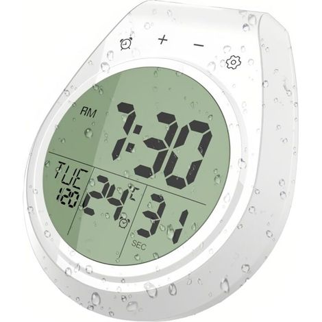 Reloj de ducha digital impermeable, decoración de pared para cocina, muestra temperatura, fecha y día, interruptor F/C, temporizador de cuenta regresiva, ganchos con ventosa -Crezuo