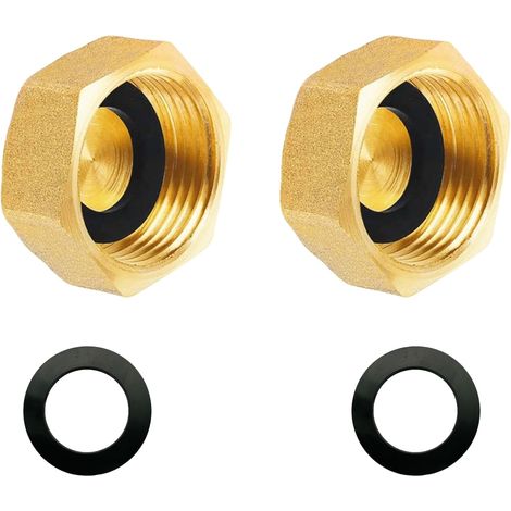 Mamelon double G1/2" (Ø 20mm) laiton mâle,4 pièces hexagonal G1/2"M/M,Raccord de jonction 2 x M Raccord fileté,Double mamelon Raccords en convient pour l'eau potable Capuchon Filetage Intérieur G1" (1/5)