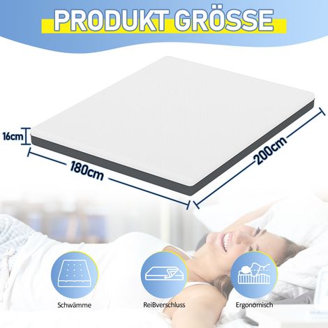 Wolketon 180x200cm Matratze-Schaum Wasserschaummatratze Memory Foam Matratze 7 Komfortzonen H3 Steifigkeit (1/2)