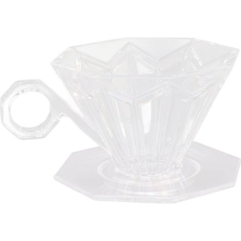 Porte-filtre à café résine transparent, cône filtre infuseur manuel avec poignée ergonomique, idéal pour infusion goutte-à-goutte à la maison. (1/5)