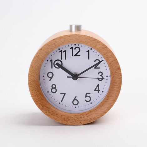 Réveil nano avec mode snooze, réveil en bois sans tic-tac, horloge analogique classique avec aiguilles, veilleuse, fonctionne sur piles (1/3)